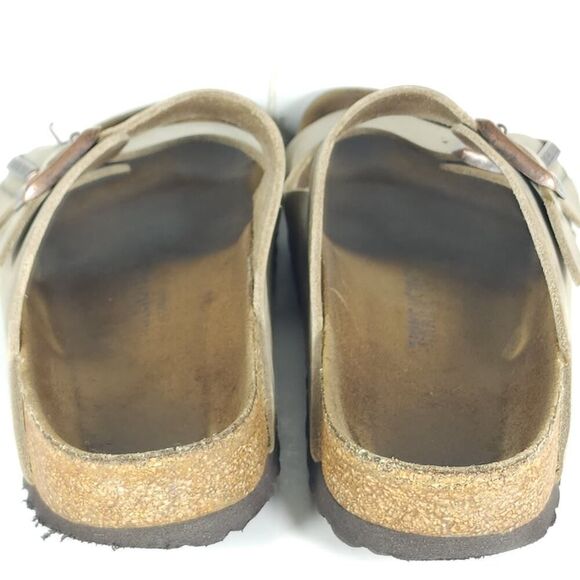 BIRKENSTOCK Women's Arizona US7 Taupe Leather 2 Straps Slide Sandals Shoes - Picture 10 of 16